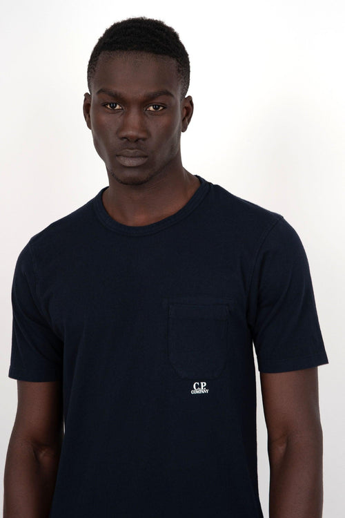 T-shirt Jersey Cotone Garment Dyed Pocket Blu - 1