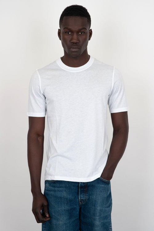T-shirt Girocollo Lyocell/cotone Bianco Uomo