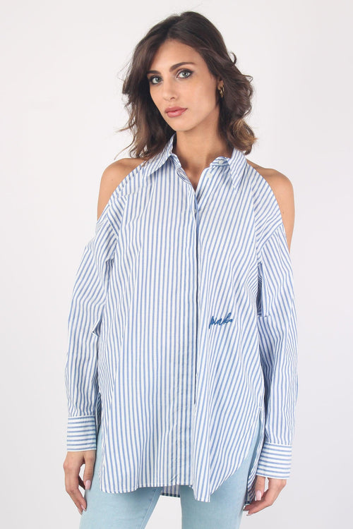 Canterno Camicia Cotone Righ Bianco/azzurro - 1