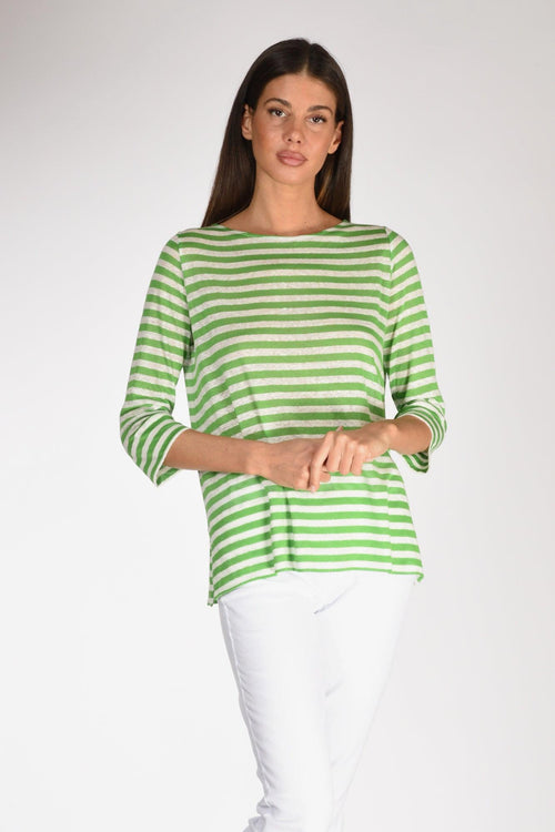Tshirt Righe Verde/bianco Donna - 1