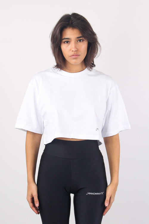 T-shirt Cotone Crop Bianco - 1