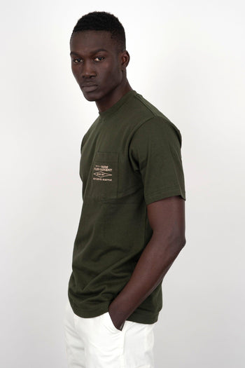 T-shirt Embroidered Pocket Cotone Verde Scuro - 3