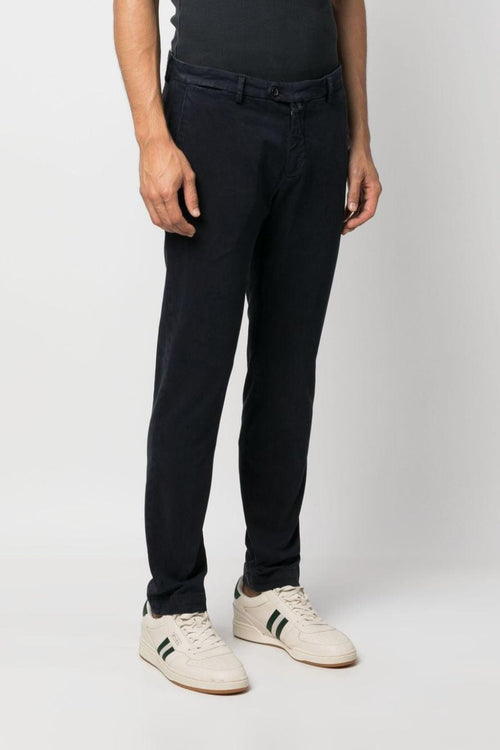 Pantalone Blu in Cotone con Chiusura Nascosta e Tasche Laterali - 1