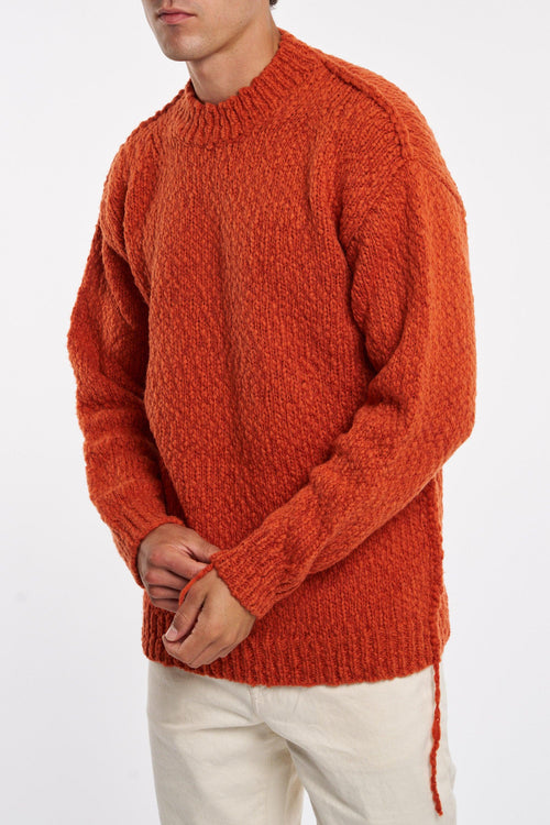Maglia girocollo in lana arancio - 2