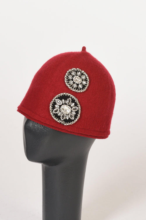 Cappello Decorato Rosso Donna - 1