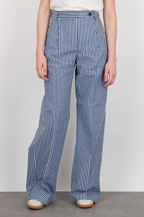 Pantalone Ampio Pinces Fairmont Blu Cotone - 1