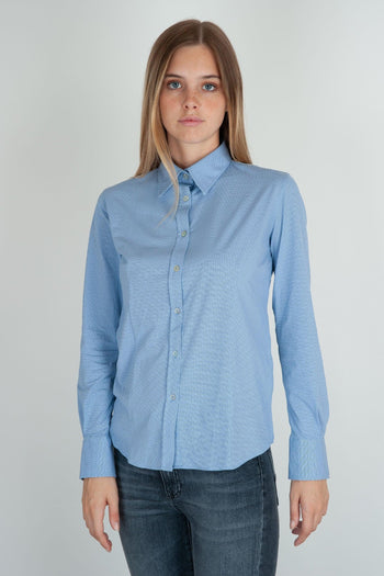Camicia Oxford Jacquard Blu in Materiale - 5