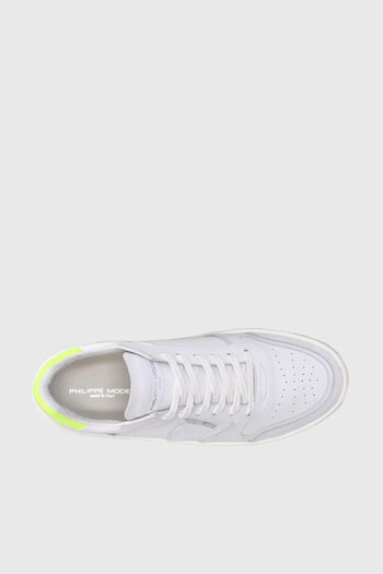 Sneaker Nice Veau Pelle Bianco/Giallo Fluo - 4
