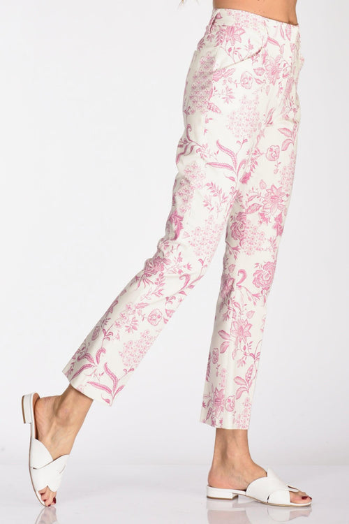 Pantalone Stampato Bianco/rosa Donna