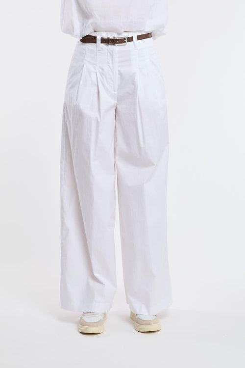 Pantalone Rasatello di Cotone Stretch Bianco