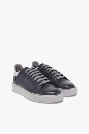 Sneakers WIMBLEDON in pelle blu e grigio - 5
