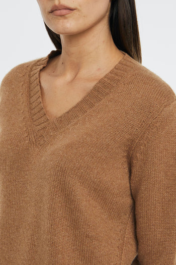 V Neck Sweater Marrone Donna - 9