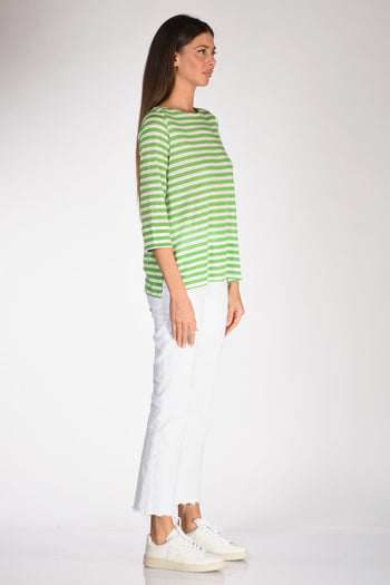 Tshirt Righe Verde/bianco Donna - 4