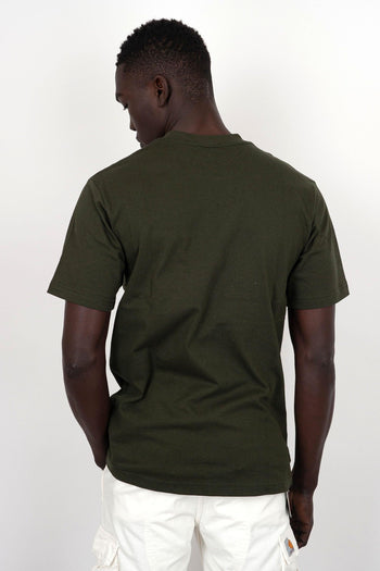 T-shirt Embroidered Pocket Cotone Verde Scuro - 4