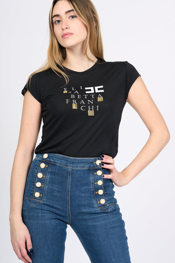 T-shirt con Catenelle Nero Donna - 3