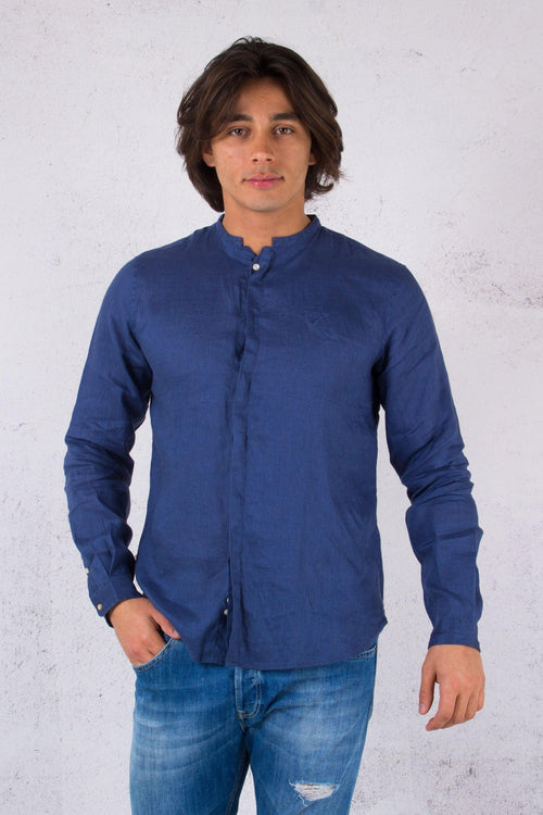 Camicia Coreana Lino Ultramarine - 1