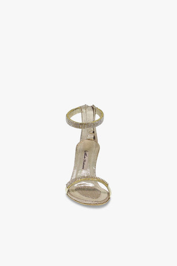Sandalo con tacco GIOIELLO in crystal e laminato oro - 4