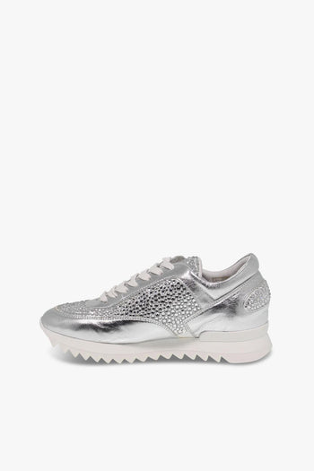 Sneakers TENNIS in laminato e crystal argento - 3