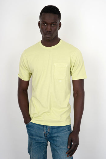 T-Shirt 24/1 Jersey Resist Dye Pocket Verde Chiaro - 3