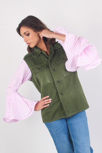 Feel Jacket Manica Camicia Cot Verde/royal - 6