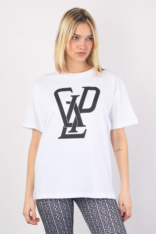 T-shirt Over Logo Bianco