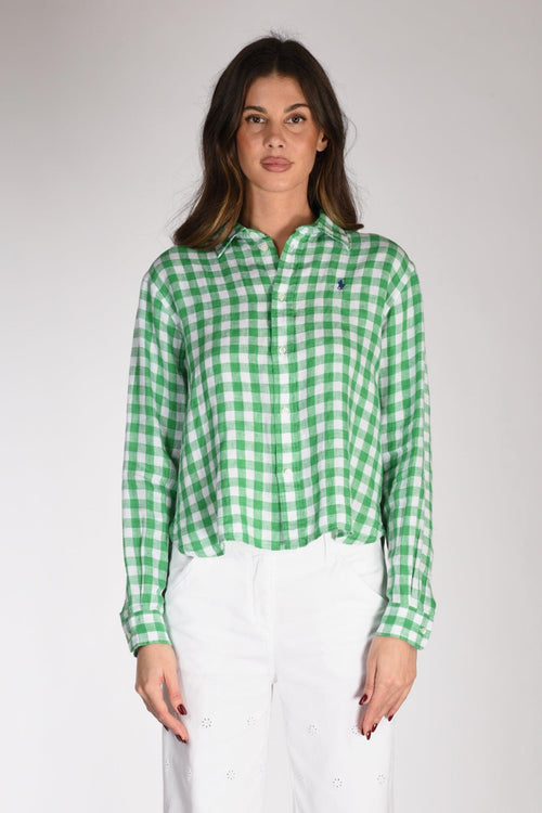 Camicia Lino Verde/bianco Donna - 2