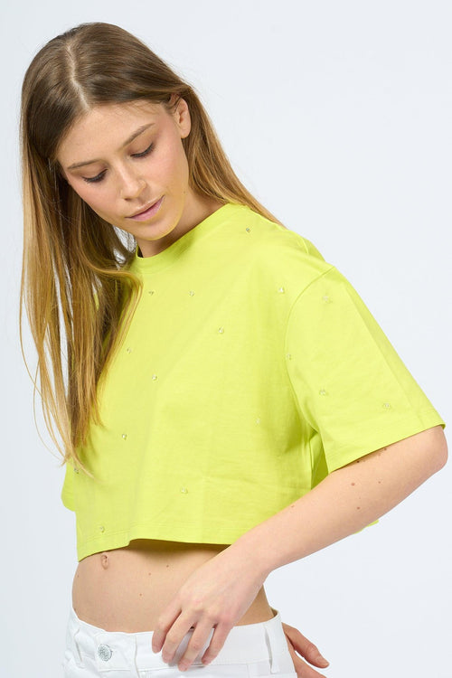T-shirt Crop Lime Donna - 1