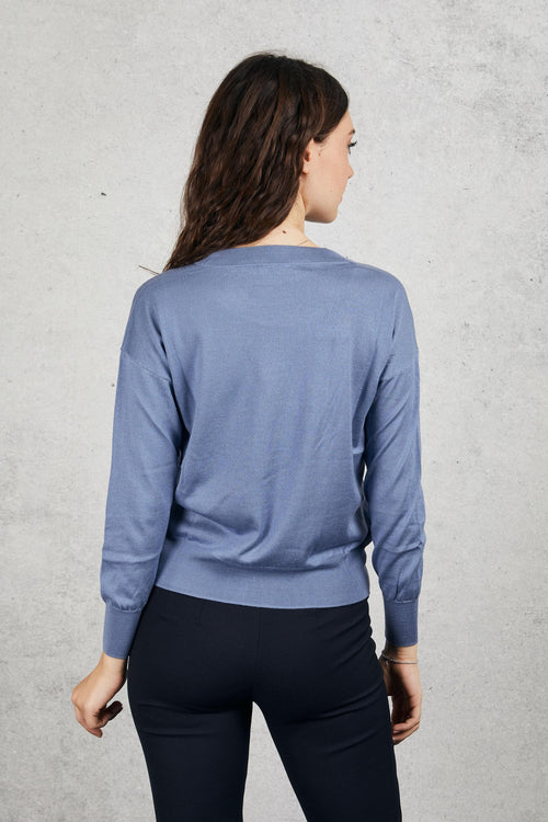 Crew Neck Sweater Blu Donna - 2