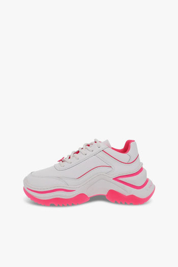 Sneakers CHAOS BRAVE WHITE NEON PINK in pelle bianco e fuxia - 3