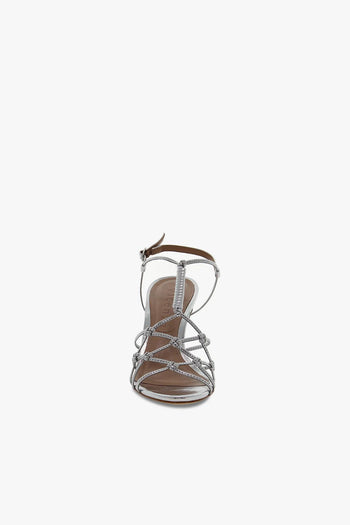 Sandalo con tacco LEVANTESI in laminato argento - 4