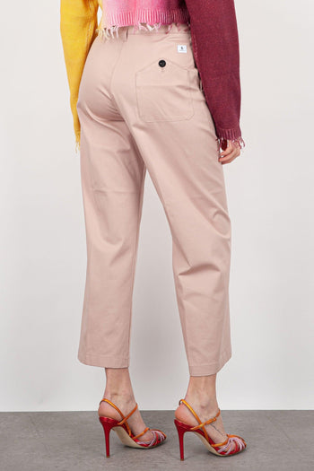 Pantalone Crop No Fianco Cotone Rosa Chiaro - 5