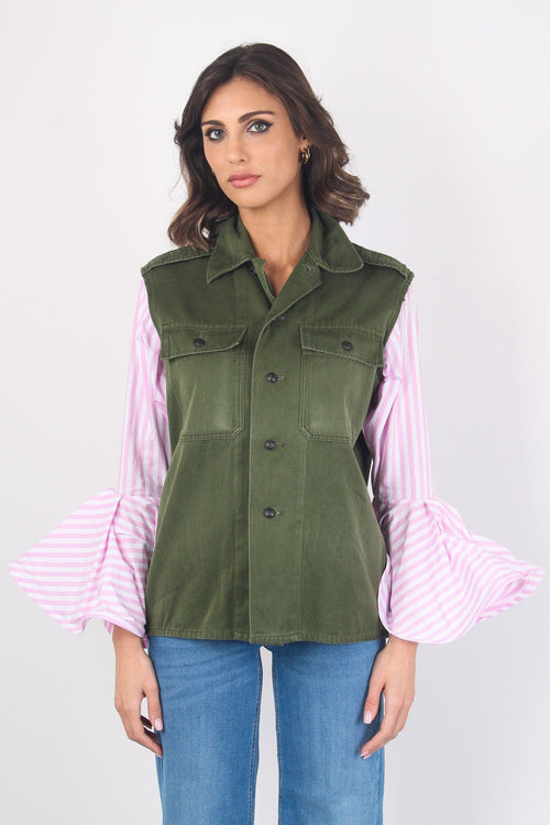 Feel Jacket Manica Camicia Cot Verde/royal - 1