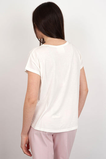 T-shirt Scollo V Cotone Bianco - 4
