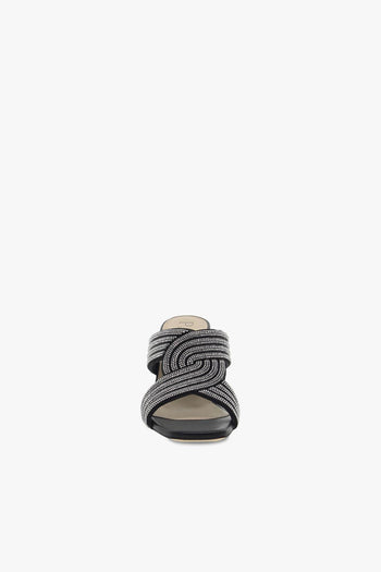 Sandalo con tacco CIABATTA GIOIELLO FASCE in nappa e crystal nero e argento - 4