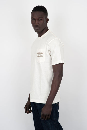 T-Shirt Embroidered Pocket Cotone Bianco Off - 3