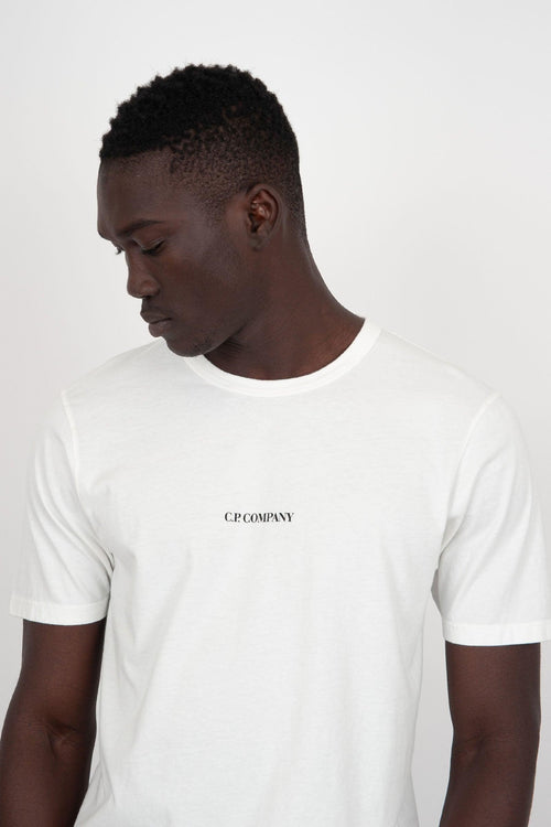 T-shirt 24/1 Jersey Garment Dyed Logo Bianco Uomo
