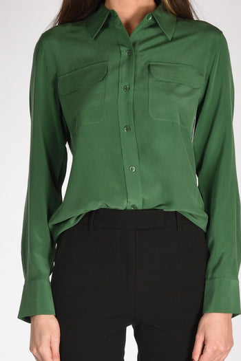 Camicia Tasche Verde Scuro Donna - 3