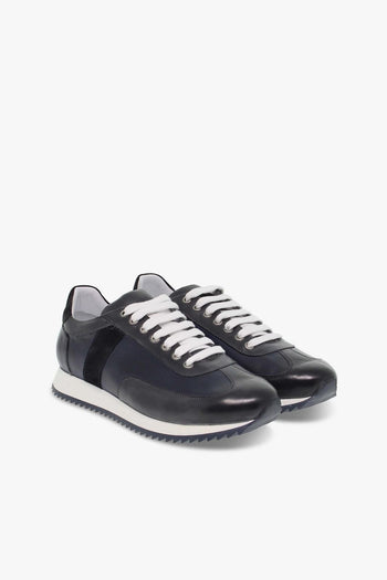 Sneakers in pelle blu e grigio - 5