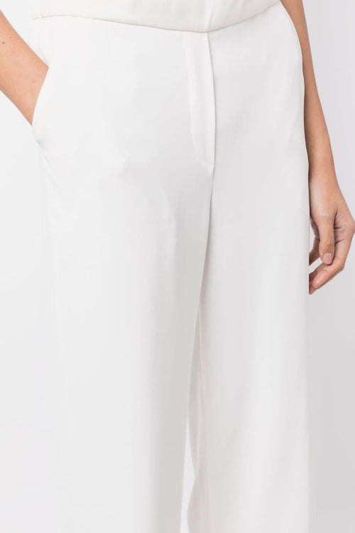 Pantalone Bianco Donna con vita elasticizzata a gamba ampia - 2