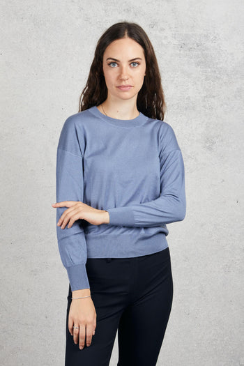 Crew Neck Sweater Blu Donna - 5