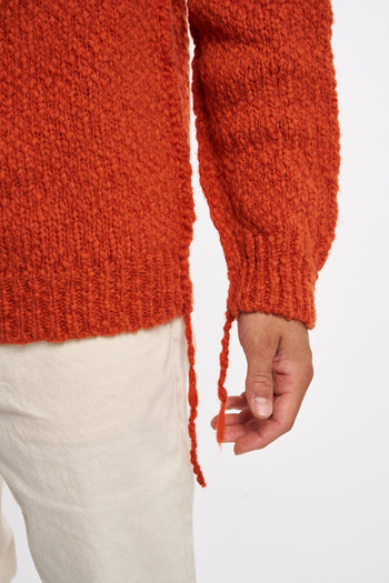 Maglia girocollo in lana arancio - 5